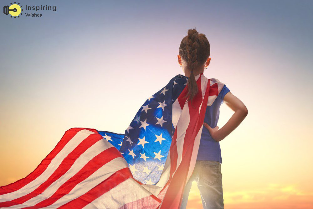 Child With USA Flag on Memorial Day